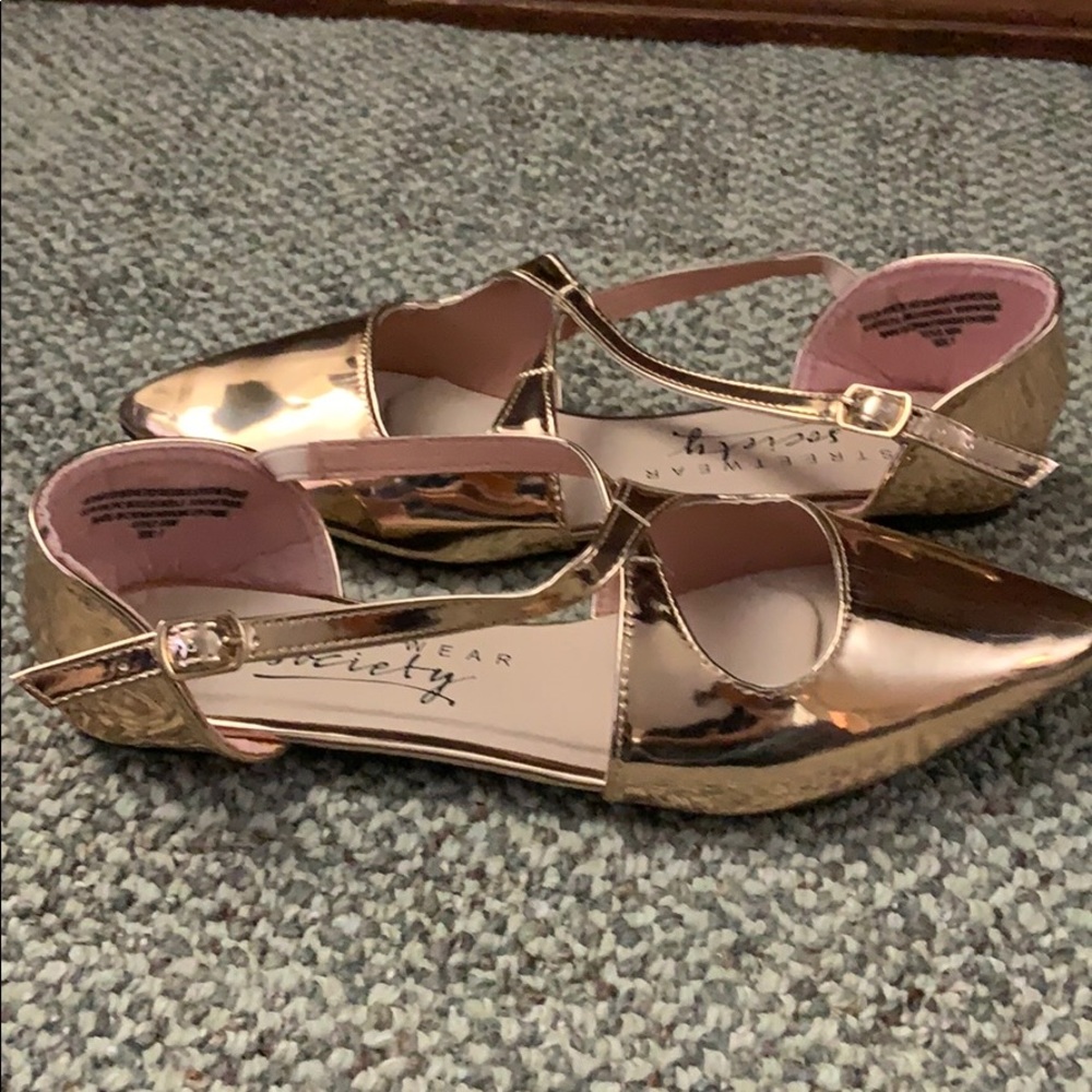 Streetwear society rose gold metallic flats